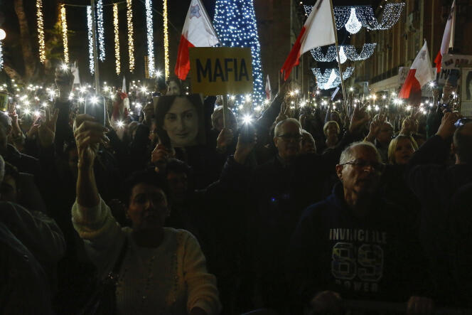 Manifestation pour demander la démission immédiate du premier ministre, Joseph Muscat, à La Valette (Malte), le 1er décembre.