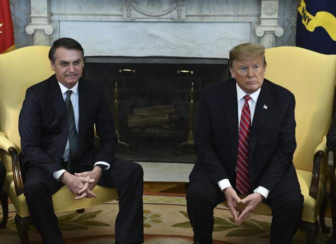 Le président des Etats-Unis, Donald Trump, et son homologue brésilien, Jair Bolsonaro, le 19 mars 2019, à la Maison Blanche (Washington).
