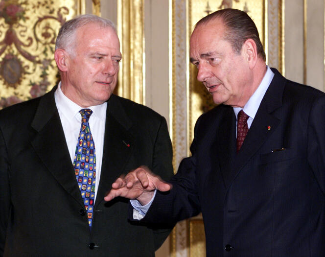 André Daguin en compagnie du président français Jacques Chirac à l’Elysée, le 21 mars 2001.