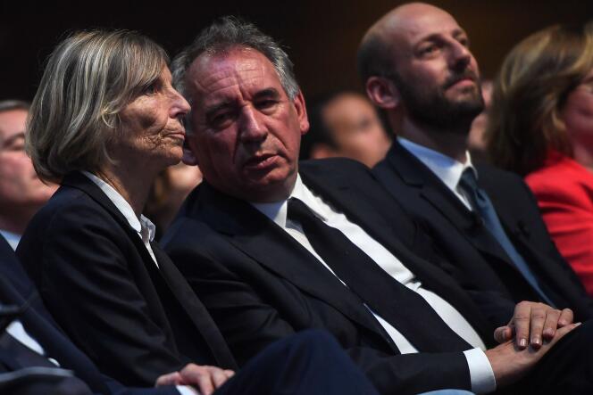 Marielle de Sarnez et François Bayrou lors d’un événement de campagne de LRM en amont des élections européennes, à Paris, le 24 mai.