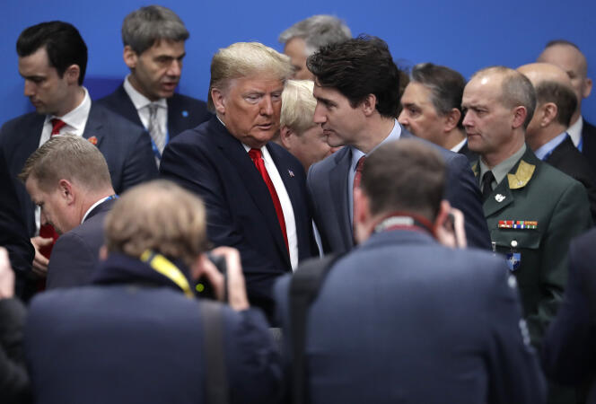 Donald Trump et Justin Trudeau lors du sommet de l’OTAN à Watford (Royaume-Uni), le 4 décembre.