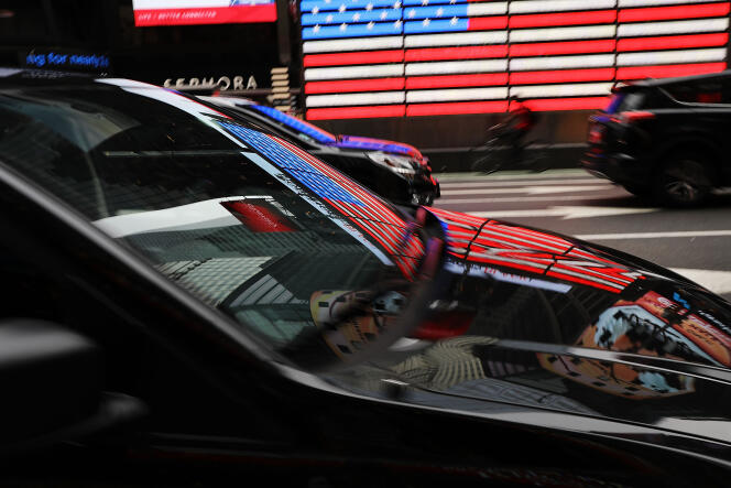 Un véhicule conduit par un chauffeur Uber à Manhattan, à New York, en juillet 2018.