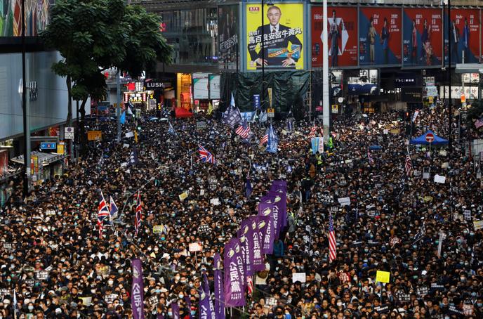 Les manifestants à Hongkong le 8 décembre.