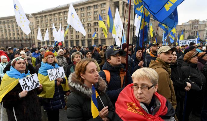 Trình diễn hỗ trợ cho Tổng thống Volodymyr Zelensky, Kiev, ngày 8 tháng 12 năm 2019.