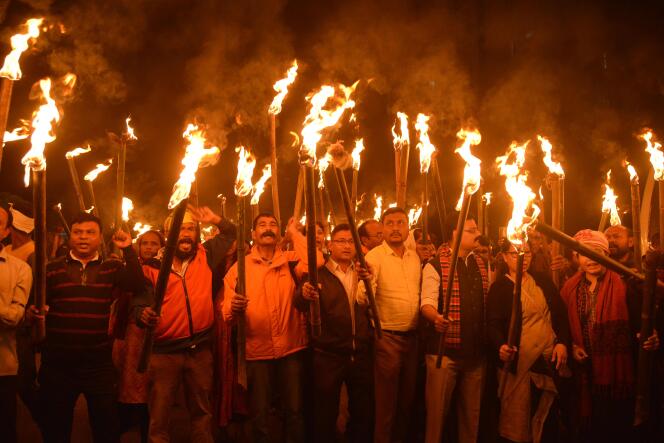 Protestations à Guwahati en Inde (nord-est) contre le projet d’amendement sur la citoyenneté, le 9 décembre.