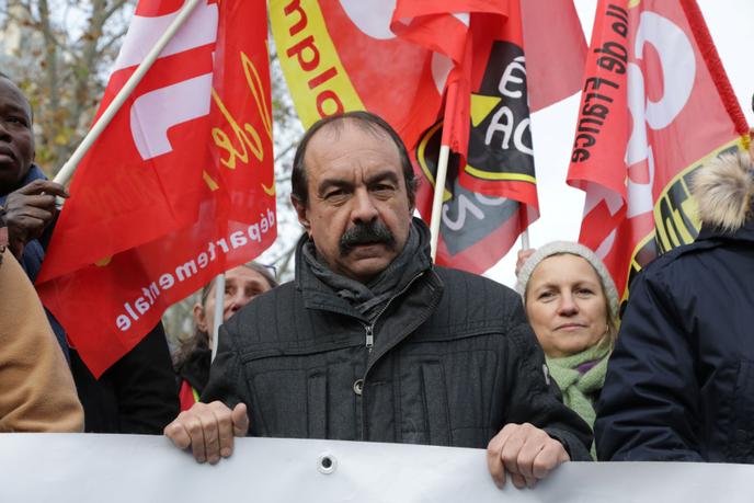 Philippe Martinez, secrétaire général de la CGT, lors d’une manifestation contre la réforme des retraites, le 10 décembre.