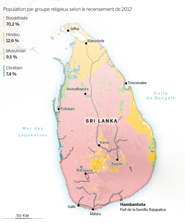 Carte du Sri Lanka avec les régions
