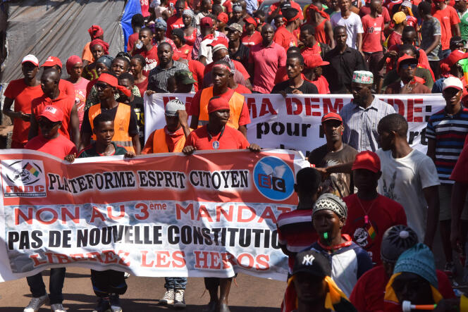 Manifestation contre une nouvelle Constitution et un éventuel troisième quinquennat d’Alpha Condé, à Conakry, le 26 novembre 2019.