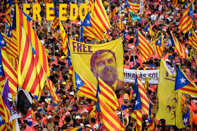 « L’Espagne a manqué à ses obligations en tant qu’Etat membre de l’Union européenne » (Manifestation à Barcelone pour la libération d’Oriol Junqueras, en septembre 2018).