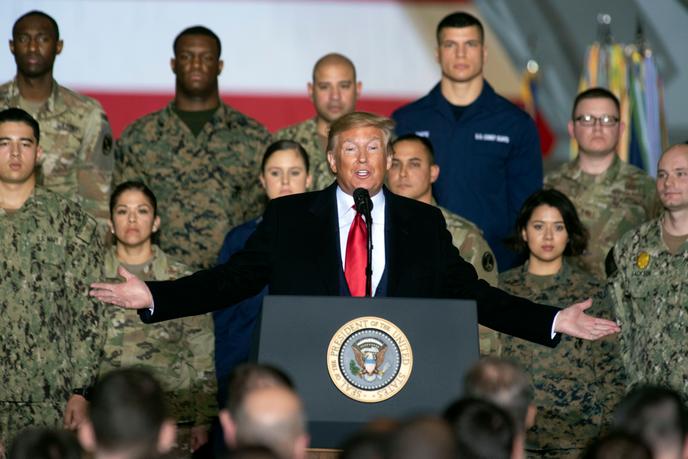 Discours de Donald Trump sur la base aérienne d’Andrews, dans le Maryland, le 20 décembre.