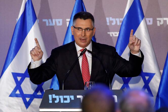 Gideon Saar lance sa campagne pour la tête du Likoud, à Or Yehuda, Israël, le 16 décembre.
