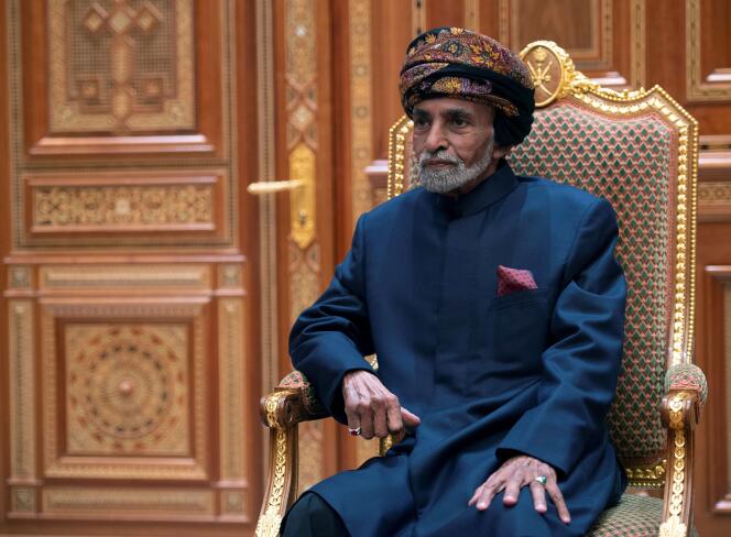 Le sultan d’Oman, Qabous Ben Saïd, dans le palais royal de Mascate, en janvier 2019.