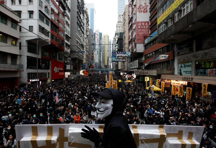 Manifestation à Hongkong, le 1er janvier 2020.