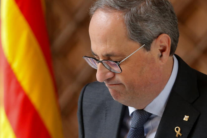 Le président de la Généralité de Catalogne, Quim Torra, lors d’une conférence de presse à Barcelone, le 19 décembre 2019.