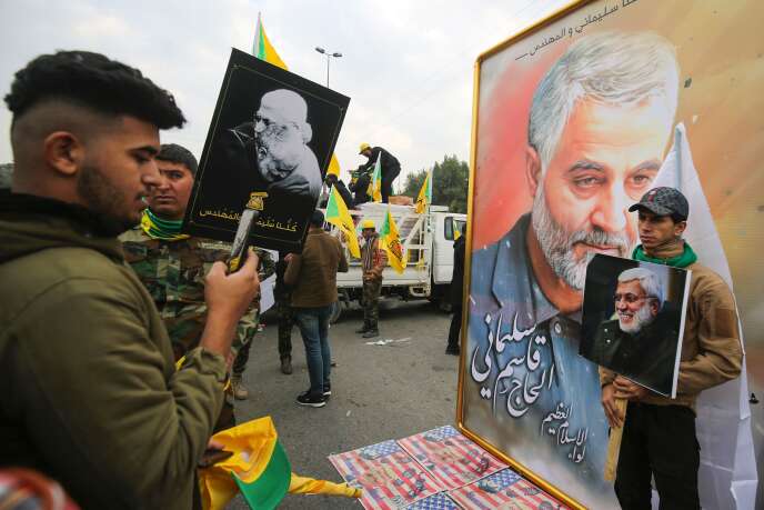 Dans le cortège funéraire du général iranien Ghassem Soleimani, à Bagdad, le 4 janvier.