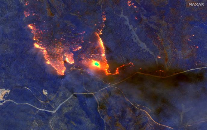 Image satellite des feux de forêt dans la région d’Obrost, dans l’Etat de Victoria, le 4 janvier.
