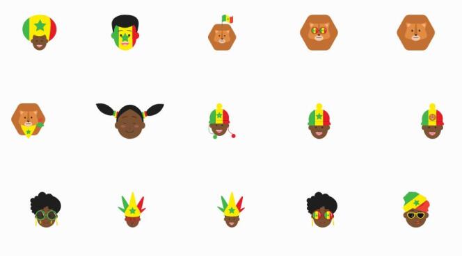 Des icônes de supporters de l’équipe de football du Sénégal, créées par les équipes de Yux Design.