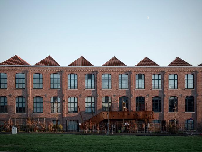 Les studios d'Ankama, créés par Anthony Roux, à Roubaix, en décembre 2019. Il s’agit d’une ancienne usine textile (l’usine Vanoutryve).