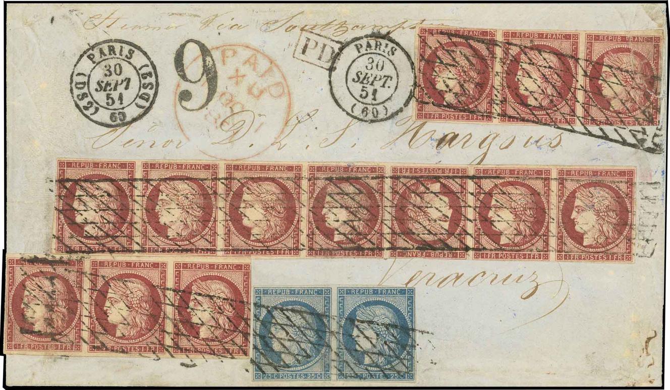 Marché du timbre un 1 centime bleu de Prusse au type « Sage » à 160 000 euros
