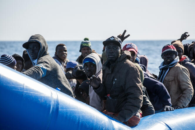 Des migrants au large de la Libye, en janvier 2019.