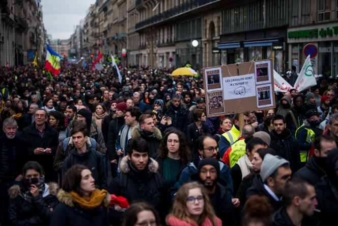 Manifestation contre la réforme des retraites, à Paris, le 9 janvier.