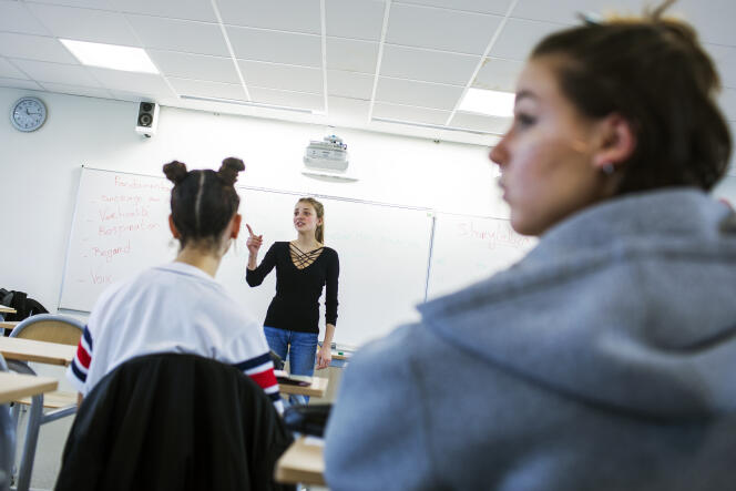 Des élèves du lycée Galilée de Gennevilliers, lors d’un atelier d’expression orale avec l’association Graine d’orateur 93, en janvier.