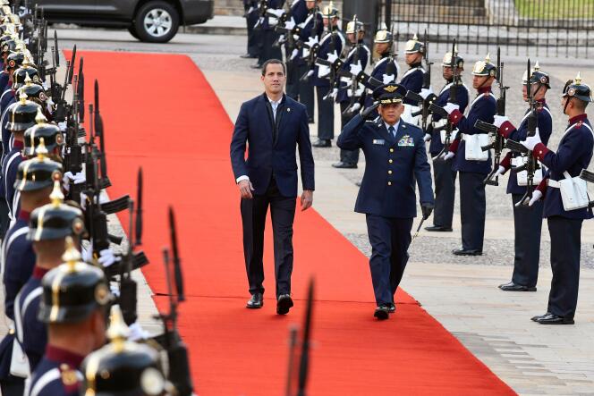 Juan Guaido, à son arrivée au palais présidentiel colombien, le 19 janvier 2020.