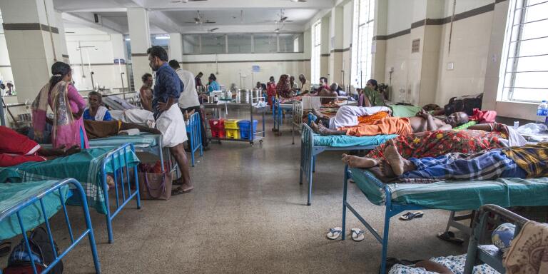 Inside a common ward at a government hospital in Ernakulum, kochi.