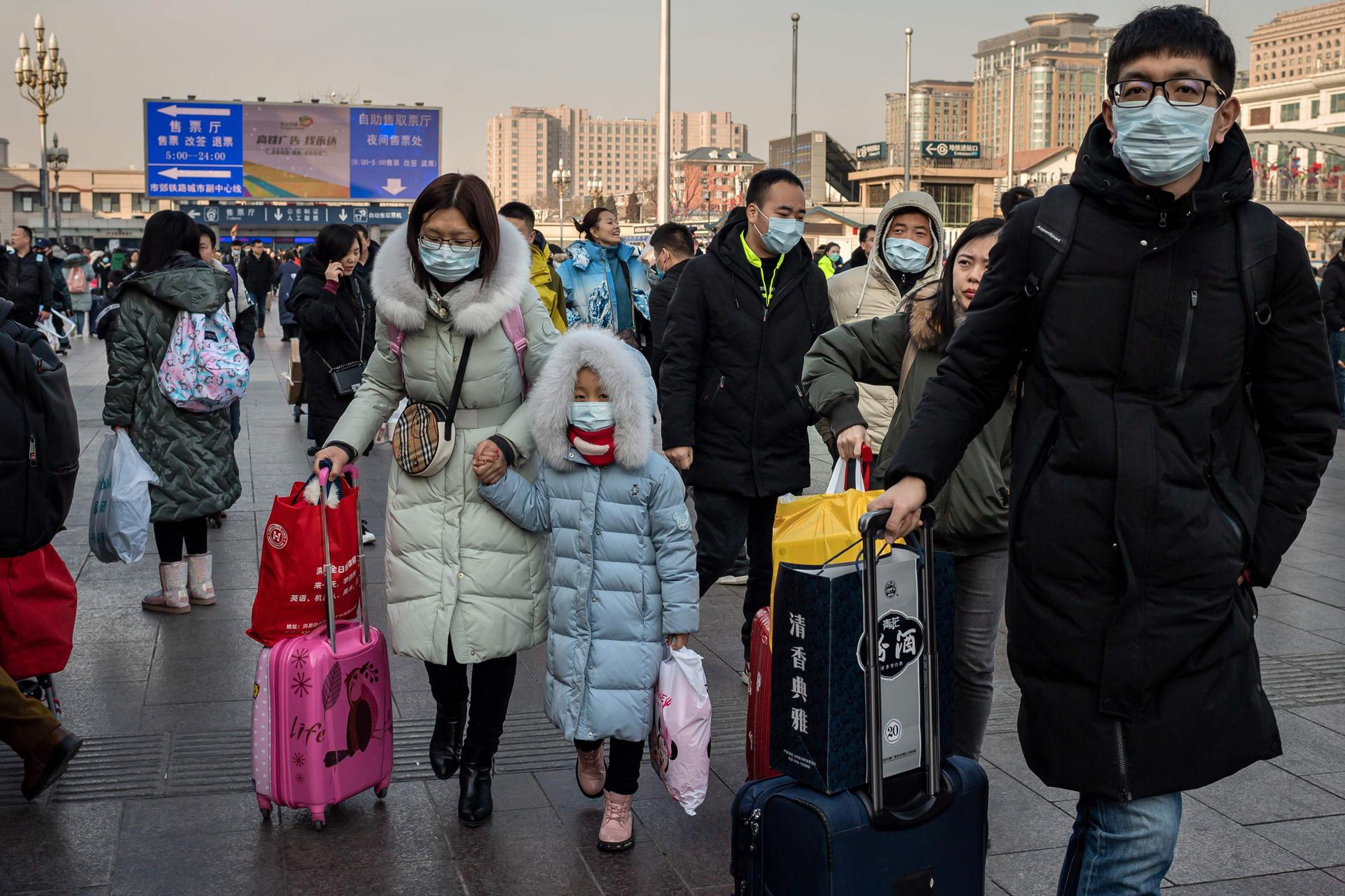 Des voyageurs pour le Nouvel An chinois à la gare de Pékin, le 21 janvier.