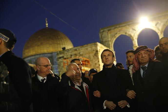 Emmanuel Macron à l'esplanade des Mosquées, à Jérusalem, le 22 janvier.