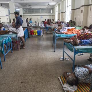 Inside a common ward at a government hospital in Ernakulum, kochi.