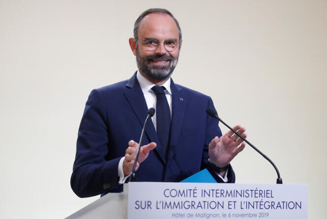 Le premier ministre Edouard Philippe lors d’une conférénce de presse sur l’immigration, à Matignon, le  6 novembre  2019.