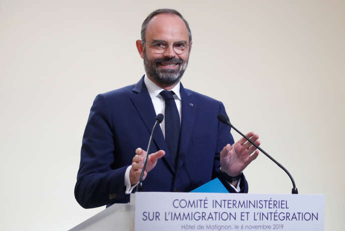 Le premier ministre Edouard Philippe lors d’une conférénce de presse sur l’immigration, à Matignon, le  6 novembre  2019.