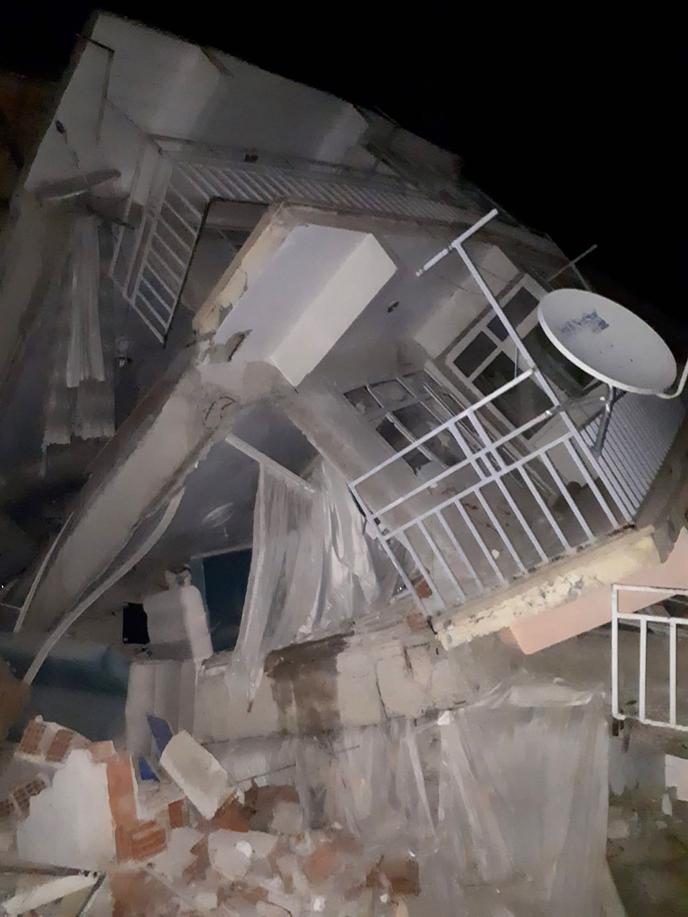 A building collapsed in Elazig in eastern Turkey on January 24 after an earthquake measuring 6.8.