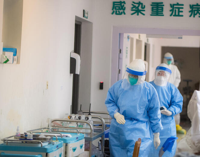 Dans le service des maladies infectieuses de l’hôpital Wuhan Union à Wuhan, dans la province du Hubei, en Chine centrale, le 28 janvier.