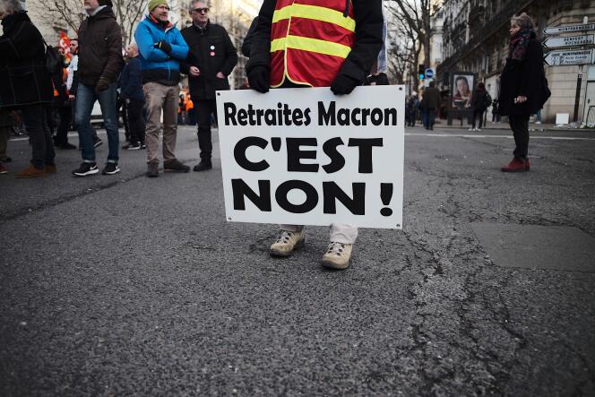 Manifestation contre la réforme des retraites à Paris, le 29 janvier.