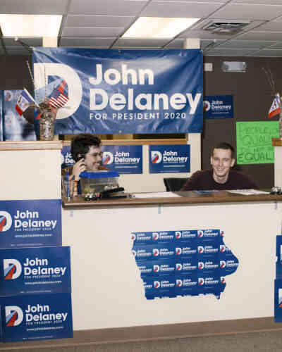 Le bureau de campagne du candidat démocrate John Delaney à Des Moines, le 24 janvier.