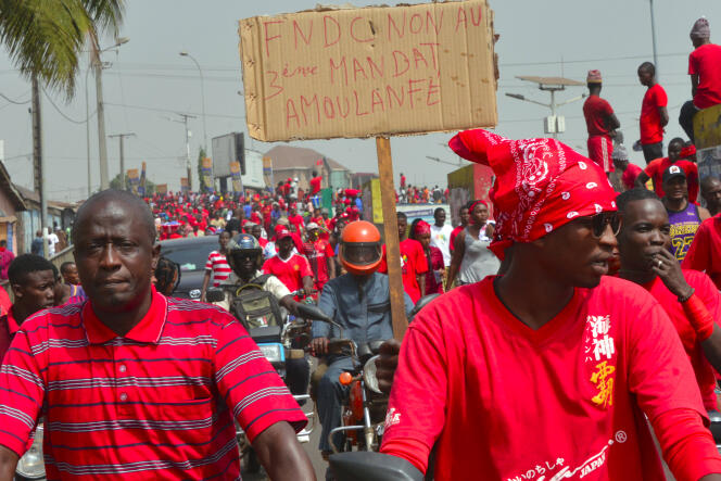Manifestation contre un éventuel troisième mandat du président Alpha Condé, à Conakry, le 6 janvier 2020.