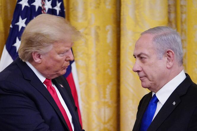 Le président américain Donald Trump et le premier ministre israélien Benyamin Nétanyahou, à Washington, le 28 janvier.