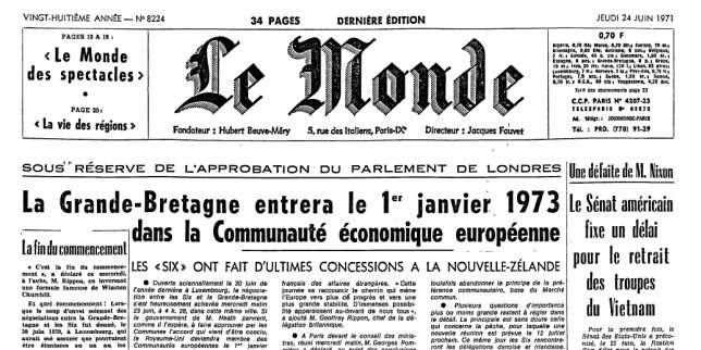 Le Royaume-Uni et l'Europe, quarante-neuf ans d'histoire à la « une » du « Monde »