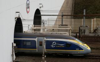 FILE PHOTO: An Eurostar high speed train enters the Channel Tunnel in Coquelles, near Calais France, March 1, 2019. REUTERS/Pascal Rossignol/File Photo