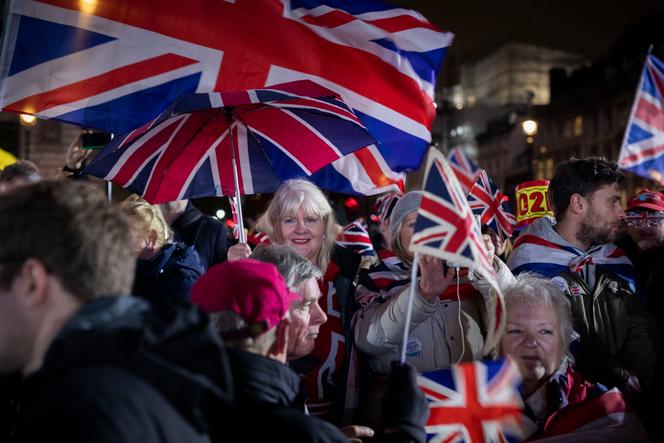 Les partisans de Nigel Farage et de son parti Brexit se rassemblent sur la place du Parlement, à Londres le 20 janvier.