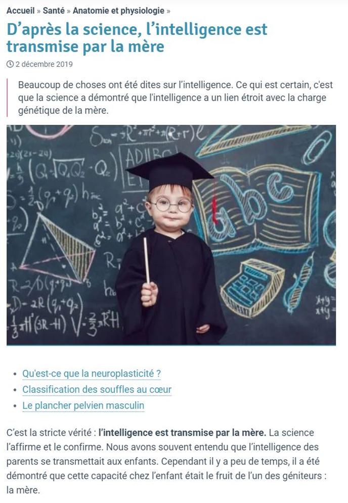 Transmission De L Intelligence Par La Mere Une Fausse