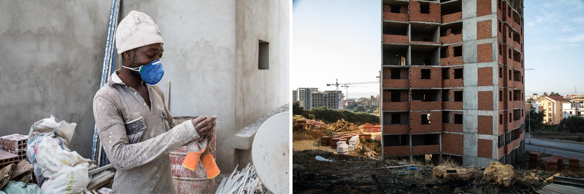 Draria, décembre 2017. Une nouvelle ville est en construction dans cette banlieue au sud-ouest d’Alger. Ici, la plupart des ouvriers sont, comme Rodrigue, des travailleurs journaliers, souvent des migrants en route pour l’Europe.