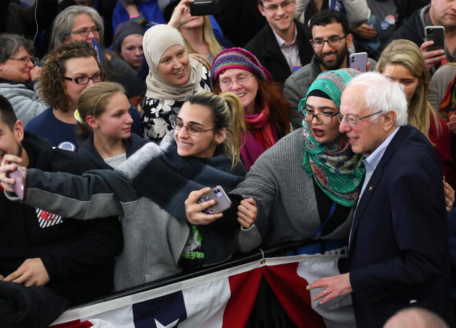 Le 4 février, Bernie Sanders s’est offert une séance de serrage de mains à Milford, dans le New Hampshire.