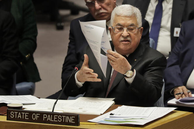 Le président de l’Autorité palestinienne Mahmoud Abbas, le 11 février 2020, au siège des Nations Unis (New York), aux Etats-Unis.