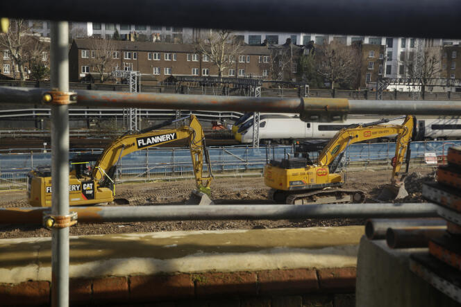 Le site de construction de la ligne ferroviaire High Speed 2 (HS2) à la gare d’Euston, à Londres, en février 2020.