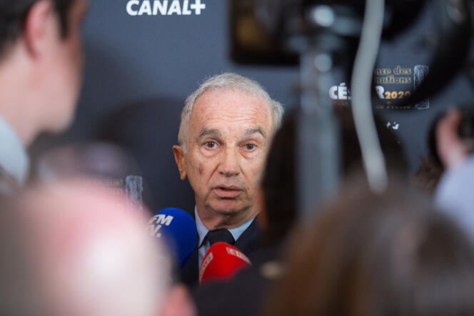 Alain Terzian, le 29 janvier, au restaurant le Fouquet’s à Paris, lors de la conférence de presse de la 45e cérémonie des Césars.