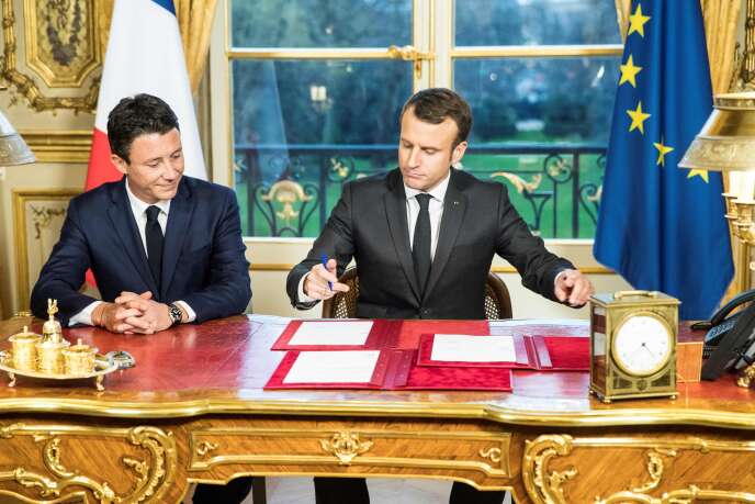 Emmanuel Macron et Benjamin Griveaux, quand il était porte-parole en 2017.