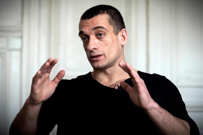 Piotr Pavlenski in an interview in Paris on Friday February 14.
